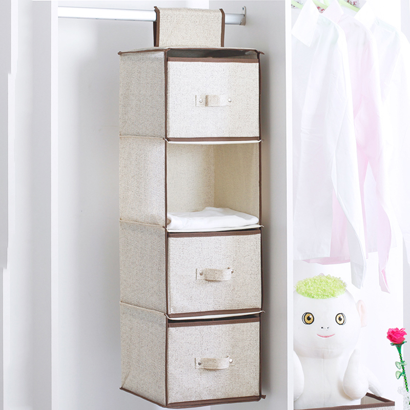 Wardrobe Hanging Organizer Storage Drawer for Clothes Cotton Linen Sundries Box Baskets Underwear Organizador De Bolsos De Mujer