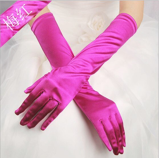 10 Stk/partij 20 Kleur 38Cmwomen Dame Dansen Prestaties Lange Paarse Handschoenen Mode Avondfeest Handschoen: fuscia