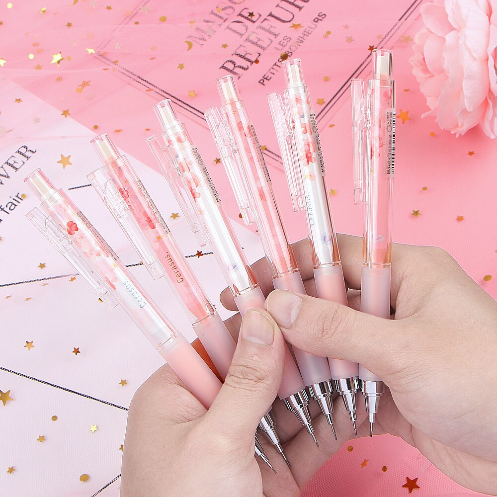 0.5mm Japan Lovely Cherry Blossoms Automatic Pencil Kawaii Plastic Mechanical Pencils For Kids Student Supplies Stationery