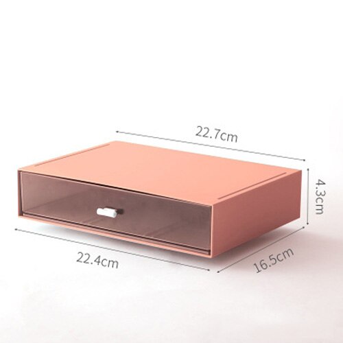 Empilable grande capacité boîte de rangement cosmétique maquillage tiroir organisateur bijoux maquillage conteneur bureau articles divers boîte de rangement: Pink-A