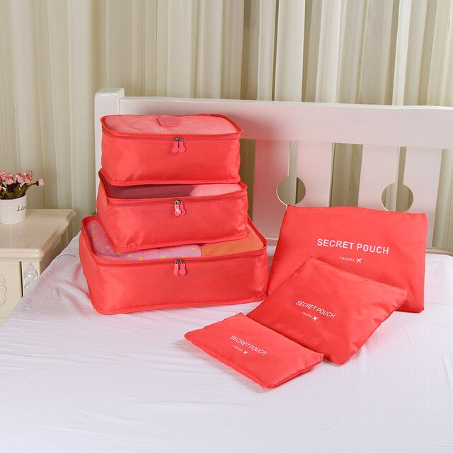 RUPUTIN 6 sztuk/zestaw torba podróżna z siatką Organizer bagażu opakowanie Cube organizator do odzieży skarpetki bielizna kobiety akcesoria podróżne: Small Watermelon red