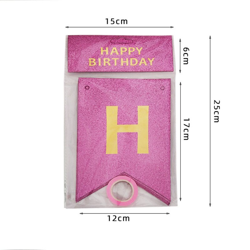 Gelukkige Verjaardag Brief Glitter Papier Banner Pull Vlag Kinderen Dag Party Party Baby Shower Decoratie