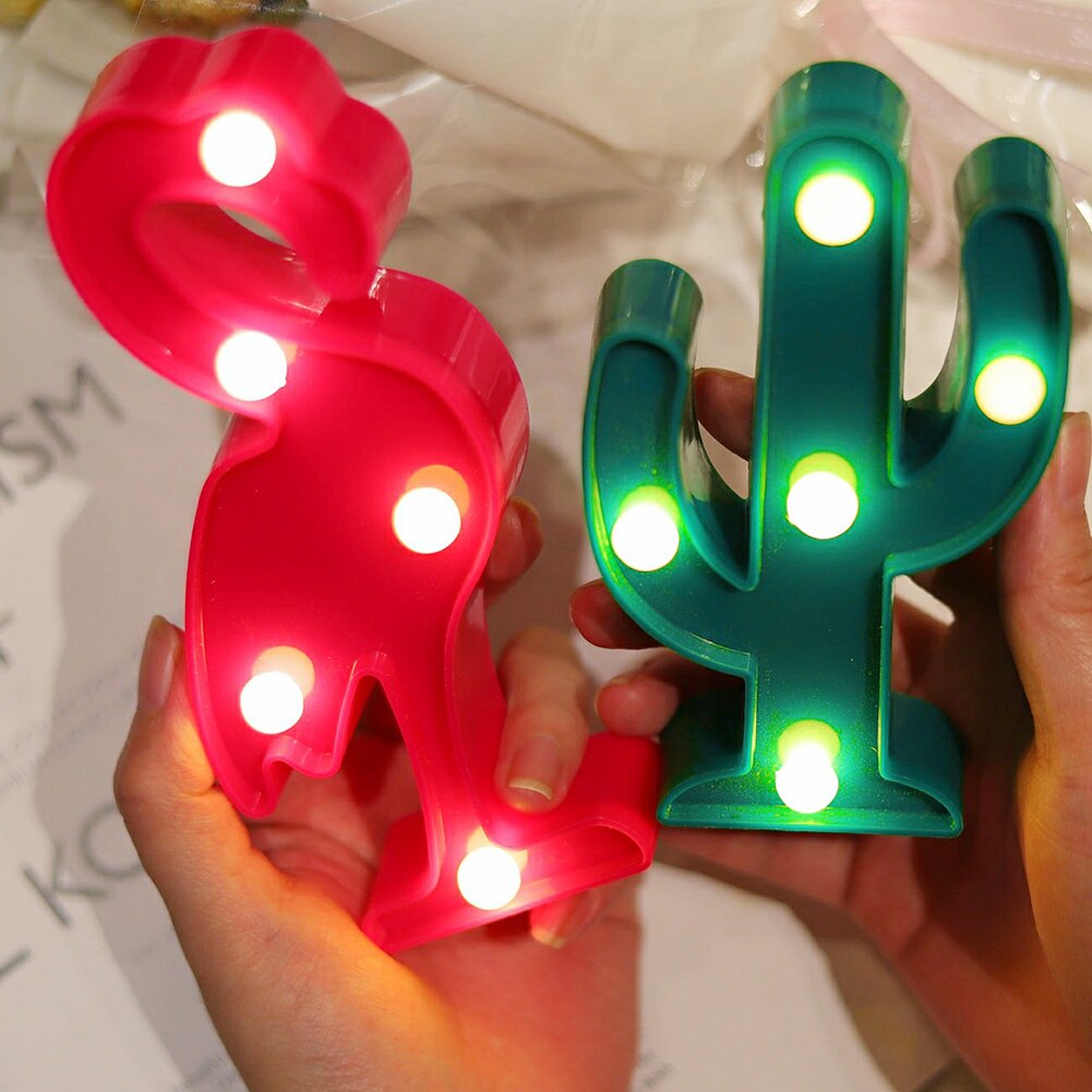 3D dessin animé ananas flamant rose Cactus forme LED veilleuse lampe décor de noël