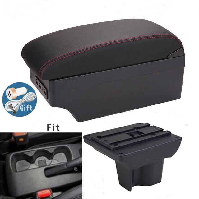 For TOYOTA RUSH ARMREST Armrest box Car accessories Interior storage box Original armrest chargeable usb: C-Black red line