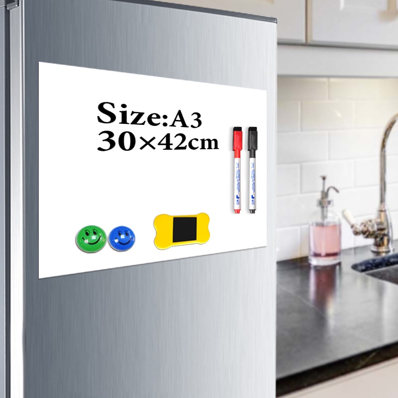 Yibai magnettavle børn  a3 29.7*42cm fleksibelt køleskab køleskab magnetisk whiteboard tegnetavle med gratis