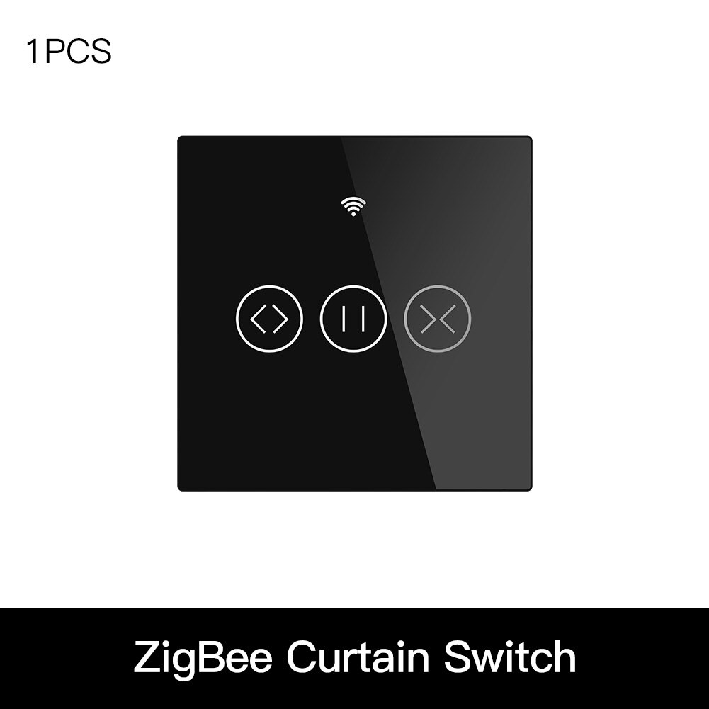ZigBee RF Smart Touch Curtain Switch Roller Blinds Shutter Tuya Smart App Wireless Control Relay Status Works with Alexa Google: 1 EU White