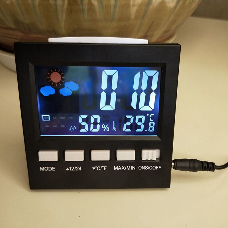 Weer Klok Digitale Display Thermometer Vochtigheid Klok Kleurrijke Screen Lcd Alarm Kalender Weer Pop Voor Thuis