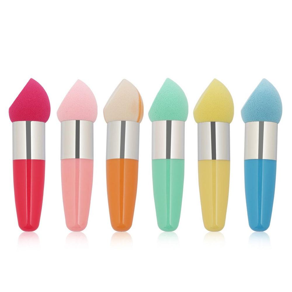 Portable Candy Color Handed Beauty Sponges Foundation Sponge Handle Makeup Puff Cosmetic Sponge Face Make Up Powder Puff Tool