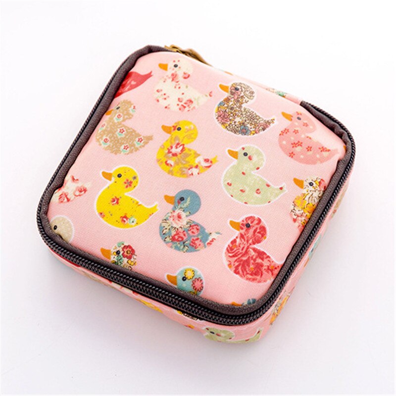 Moda feminina pequenos sacos cosméticos viagem mini guardanapos sanitários compõem moeda cartão de dinheiro batom bolsa de armazenamento sacos: Colors Duck