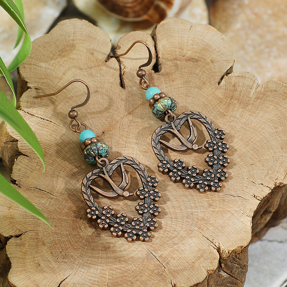 Pendientes colgantes marrones geométricos étnicos Vintage para mujer personalidad vacaciones Casual pendientes diarios joyería Bohemia: cromo negro