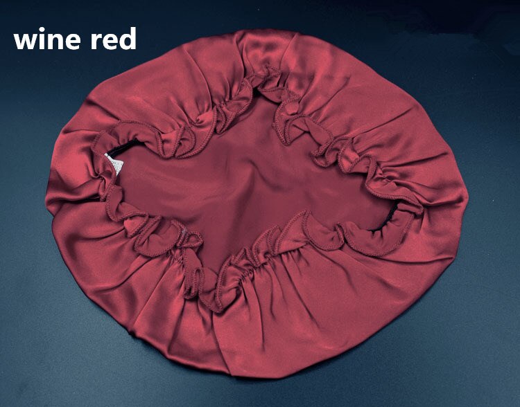 100% Mulberry Seide Kappen für Schlaf Komfortable Weiche Seide Nacht Kappe Hüte Bonnet Beanie Hut Solide Farbe Freies: wine red