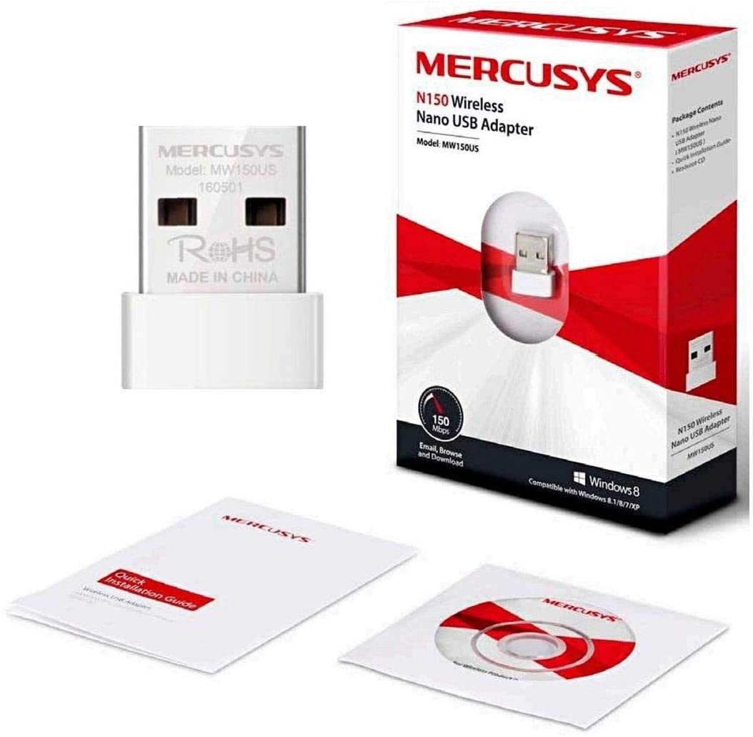 Mercusys (MEV7Y) n150 Wireless Nano Usb Adapter Kleine Size 150mbps'ye Draadloze Snelheden Tot Bereiken Dit Kleine Adapter,