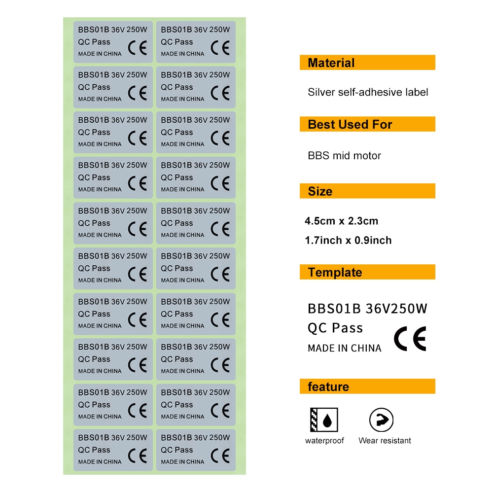 4 PCS/Lot 36V 250W Mid Drive Motor Sticker Electric Bicycle Conversion Kit Sticker for HUB Wheel Dirve eBike Motor