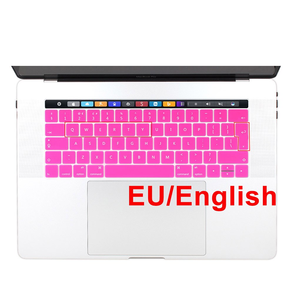 Funda para teclado europeo, Europeo, Europeo, Enter, Inglés para Macbook Pro 13 15 con barra táctil A1706 A1707: rose