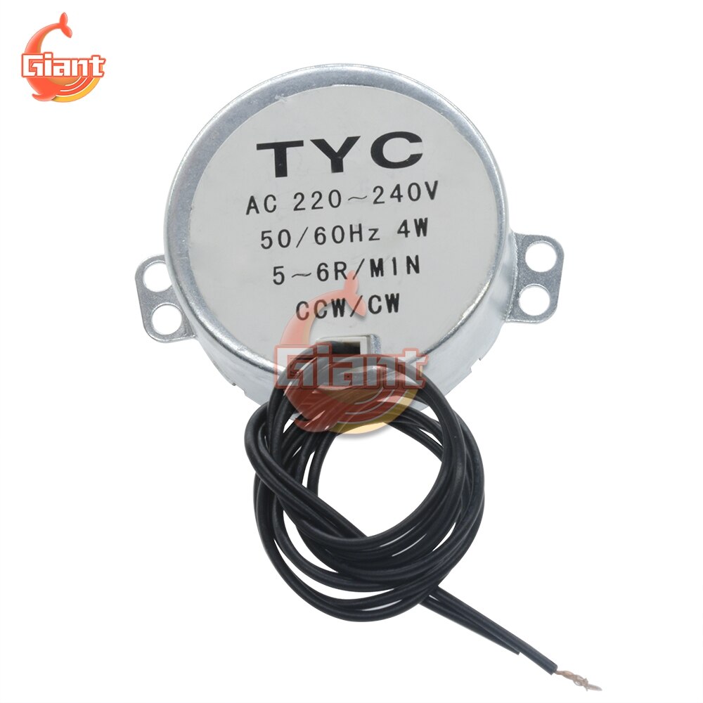 Pro TYC-50 AC 12V AC 220-240V 50/60Hz estable Motor síncrono 5/6RPM robusto par 4W CW/CCW para plataforma giratoria para microondas Fan