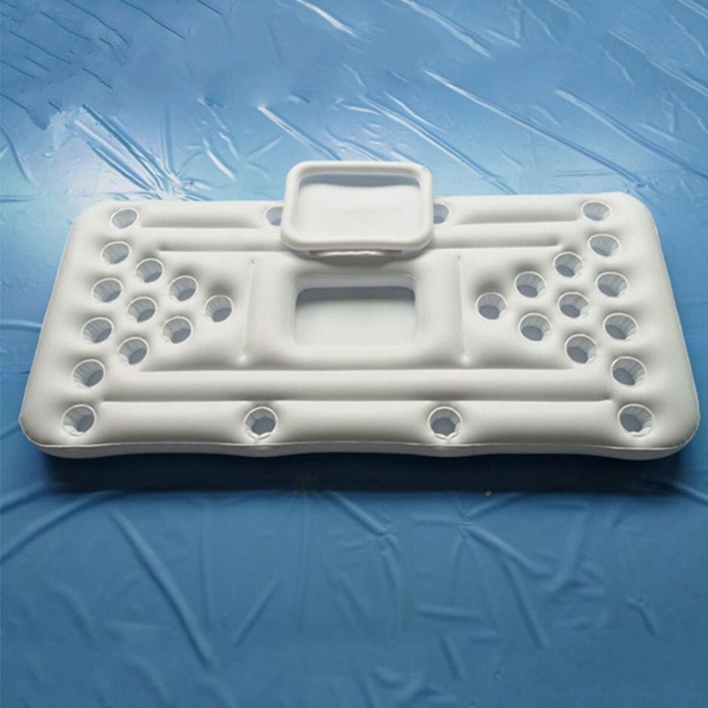 Weiß Blau Rechteck Löcher Trinken Float Halter Falten Aufblasbare Bier Pong Tabelle Schwimm reihe Luft Matratze Floß Pool Party Spielzeug