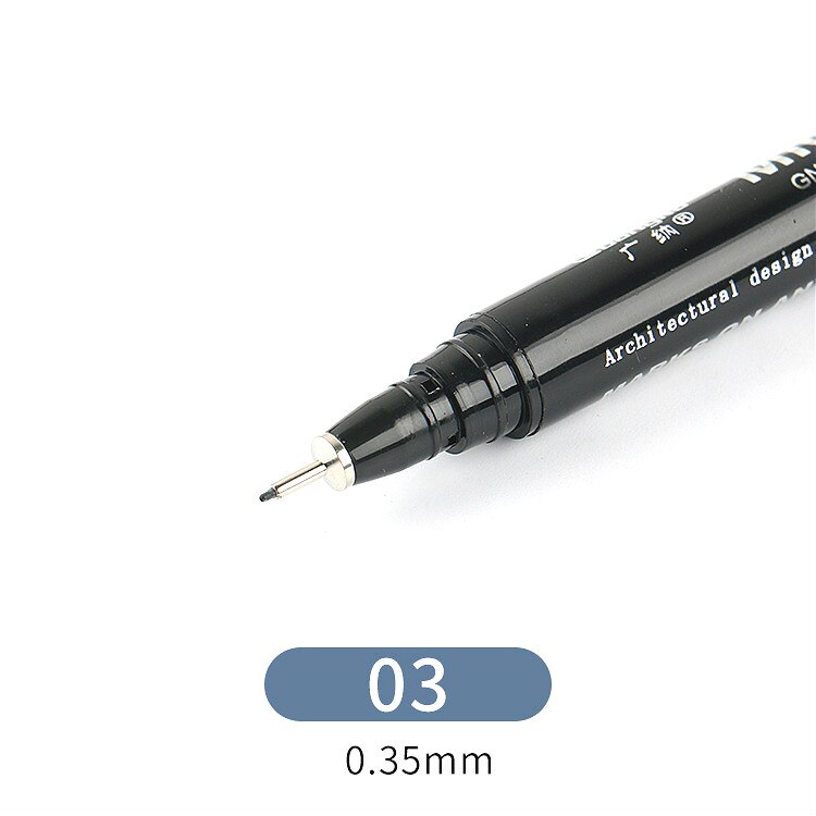 Pigment Liner Ink Paint Brush Marker Pen 0.05 0.1 0.2 0.3 0.4 0.5 0.6 0.8 Different Tip Black Fineliner Sketching Brush Pen Pens: 03