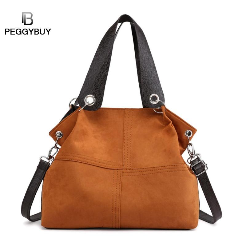 Top-handle Bags Mulheres Bolsa de Ombro Fêmea Sacola Grande Mensageiro Saco Crossbody para As Mulheres De Couro De Veludo Macio 2020 Bolsa femenina: Luz Marrom