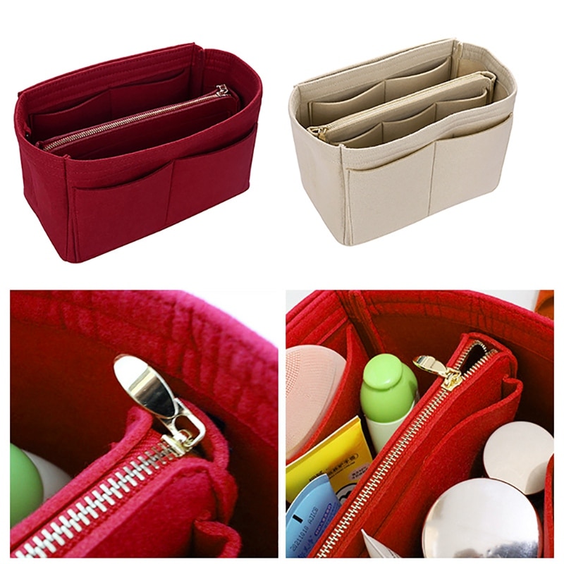 Sac de maquillage étuis à cosmétiques feutre sac organisateur insérer sacs à cosmétiques étui de maquillage voyage trousse de toilette sacs à main organisateur