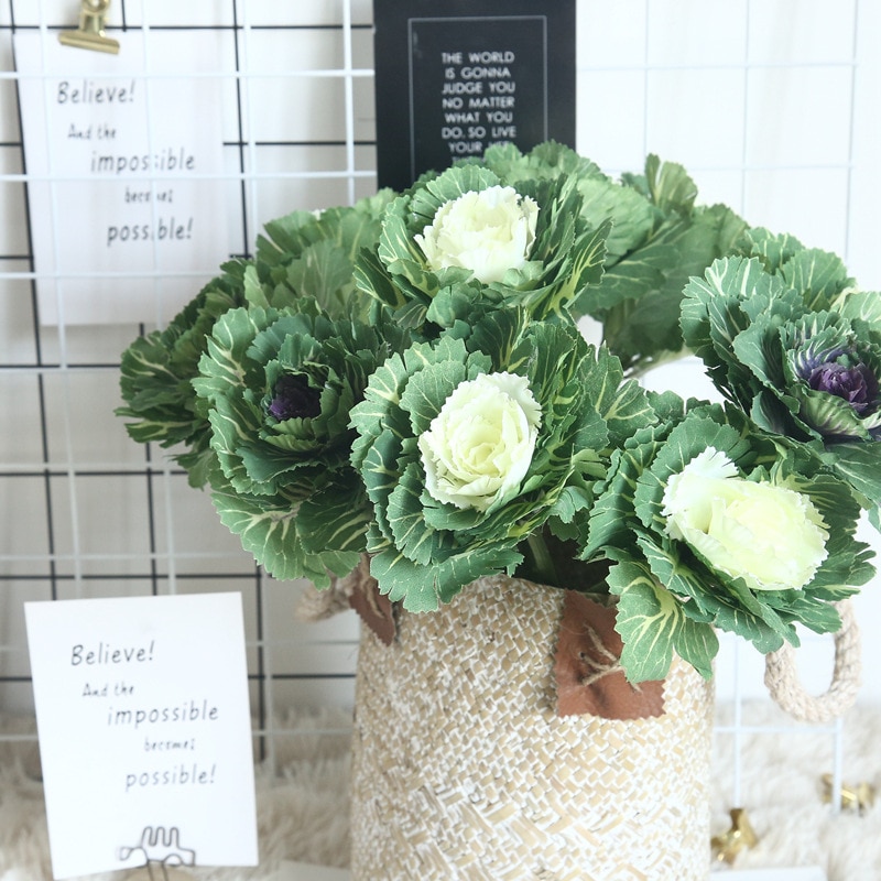 Fleur artificielle d'olive, branche de légumes, plat à chou pour décoration de maison, mur de maintien de fleurs et de plantes, 1 pièce
