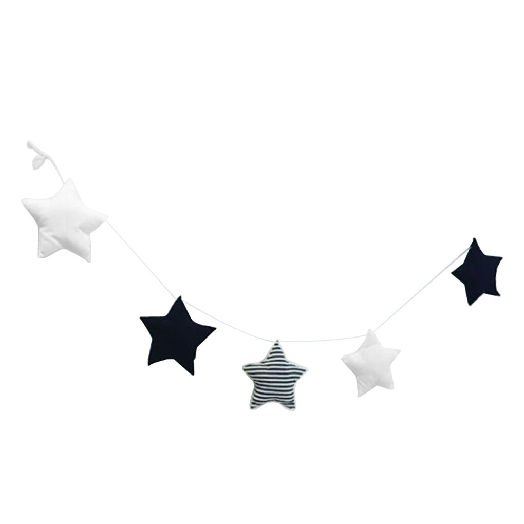 Tira de decoración de estrella colgante para pared de niños, cartel de pared del dormitorio, cuerda de algodón, adorno de estrellas: No.1