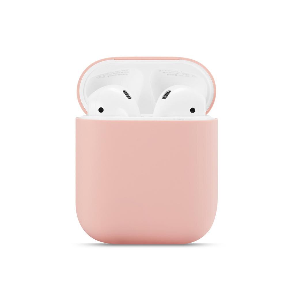 Dla Airpods 1/2 miękkie silikonowe słuchawki pokrywa Air Pods Case Earpods akcesoria zestaw słuchawkowy rękaw ochronny Apple Airpods 2 Case: pink