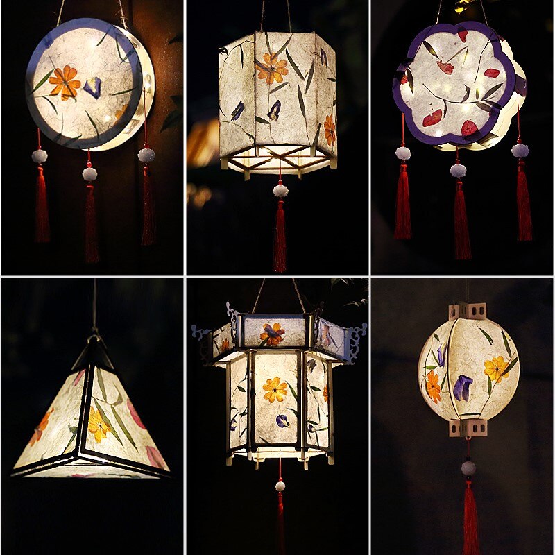 Lantern Festival Festive Lantern Flowers and Plants Paper Lamp DIY Handmade Material Package Ancient Style Festive Lantern Hanf