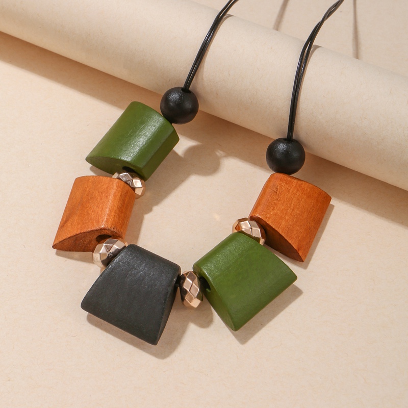 Collar con pechera étnico Vintage para mujer, escalera geométrica, collares de cuentas de madera, colgantes, nueva , joyería para el cuello