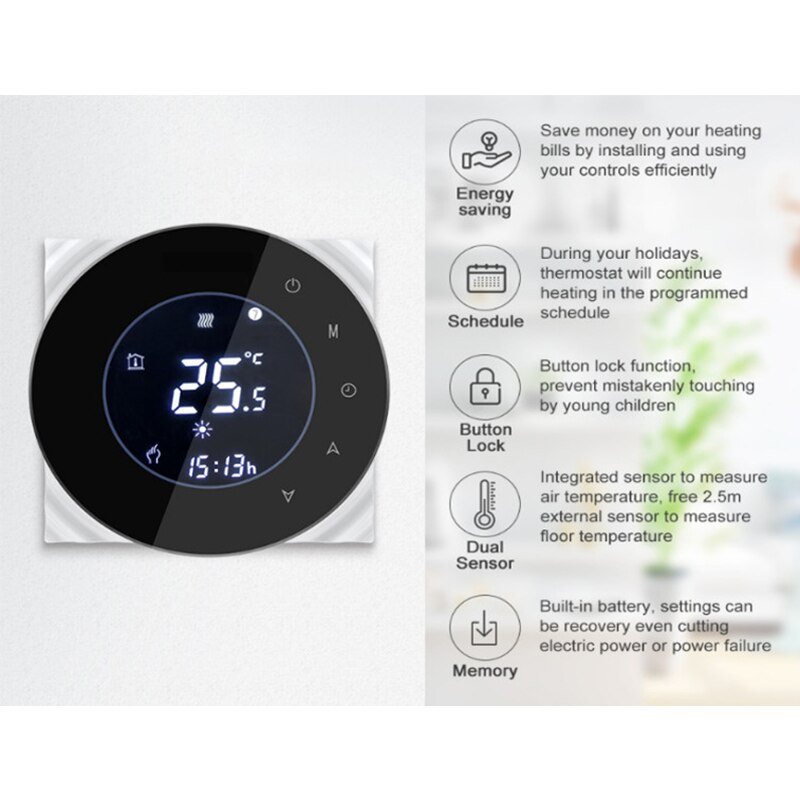WiFi smart thermostat for 2p/4p central air conditioning cooling/heating system room temperature controller of fan coil Unit