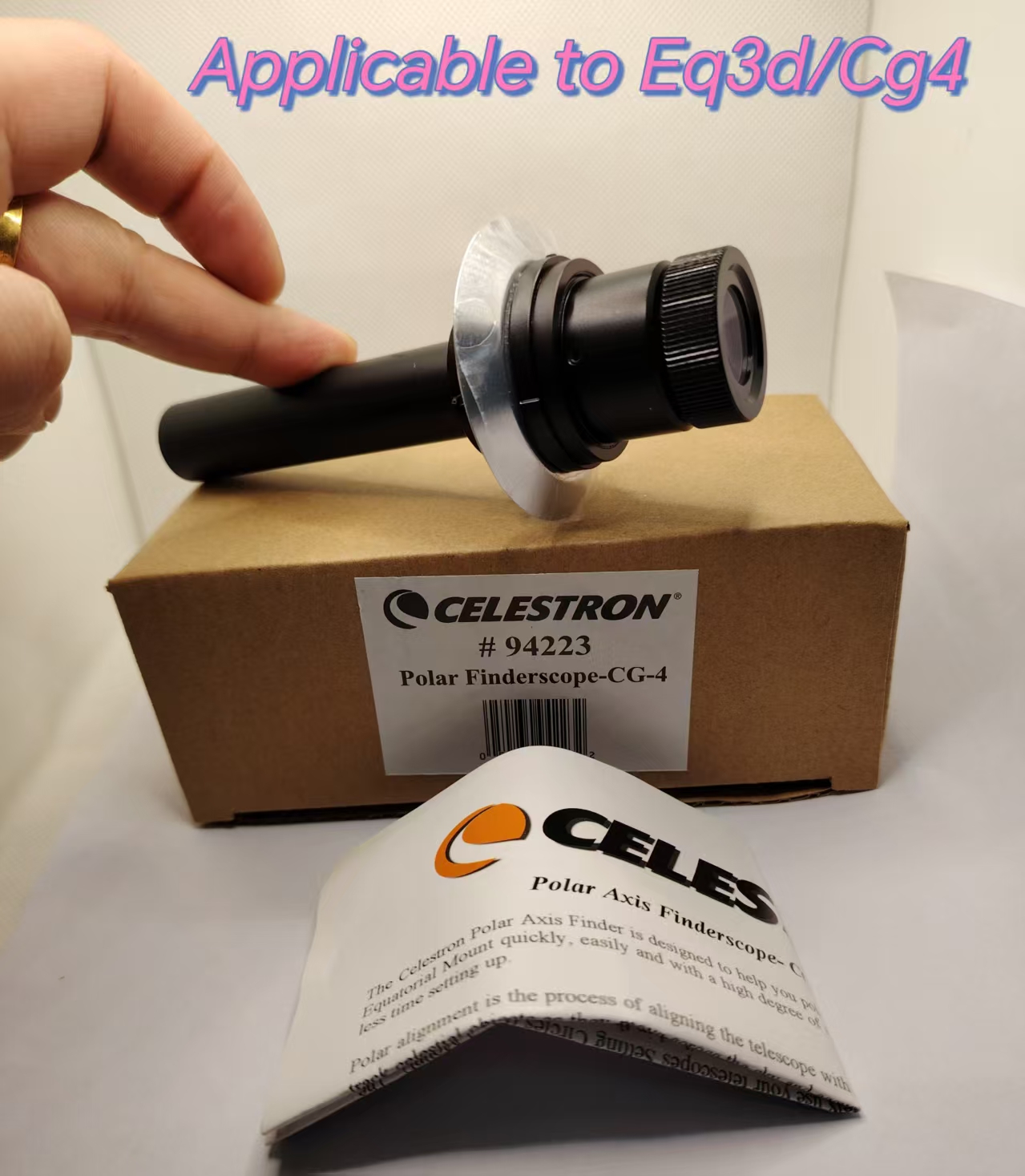 Celestron CG4 equatorial mount and sky-watcher EQ3D equatorial mount polar axis mirror, #93223