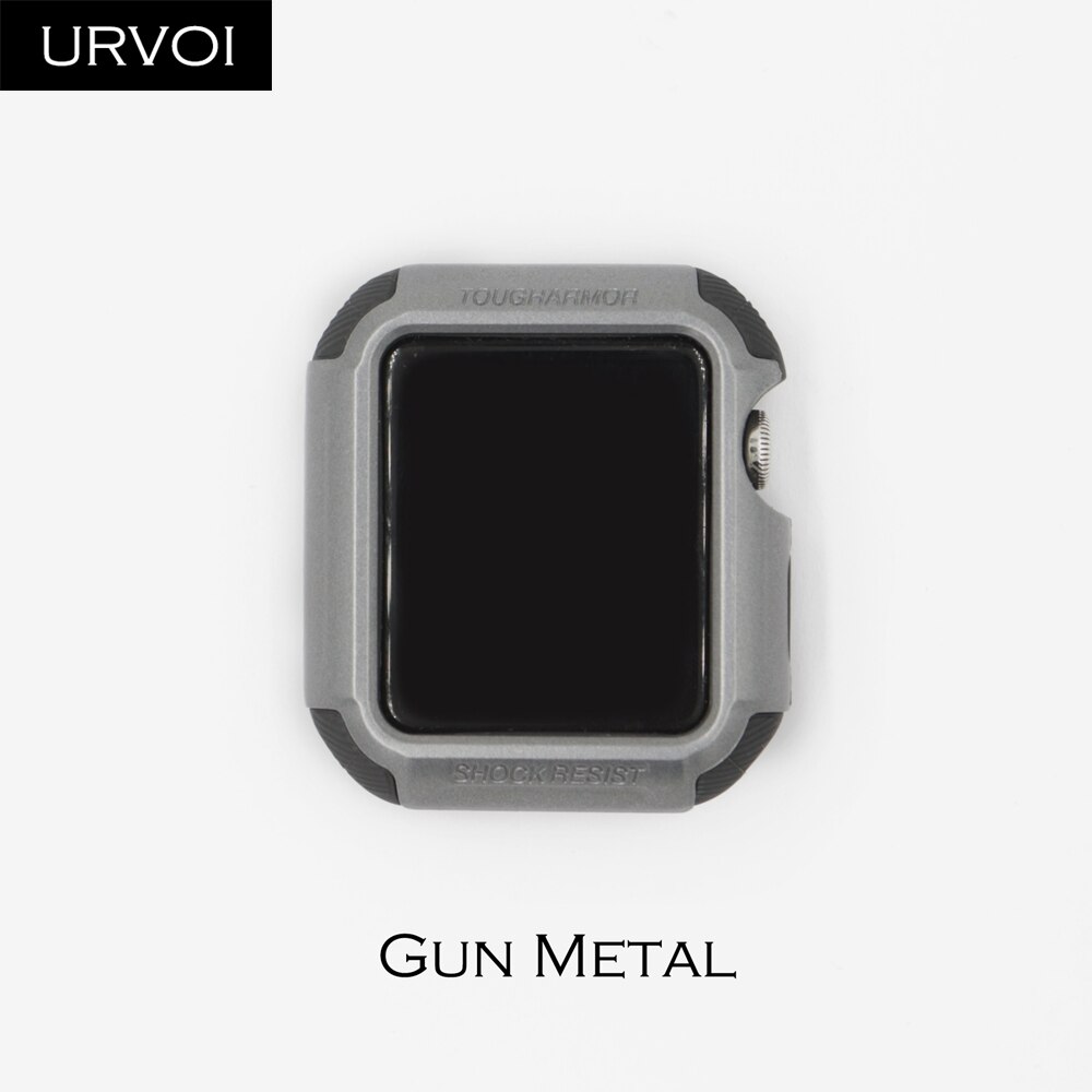 URVOI-funda protectora de silicona para Apple Watch series 3, 2 y 1, protectora completa de color metálico de 38 y 42mm: Gun Metal / For 42mm apple watch