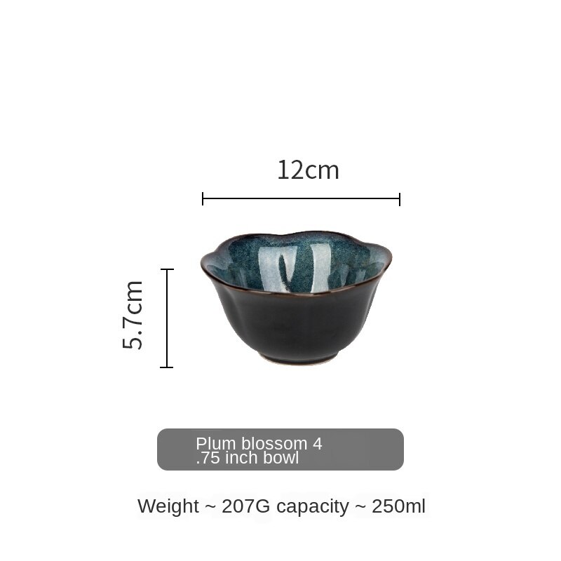 Olho azul Forno Placa de Gelo Rachadura Esmalte Louça Cerâmica Prato Louça de Porcelana Jogo de Jantar Tigela De Sopa De Macarrão Tigela Tigela de Arroz: 4.75 inch bowl