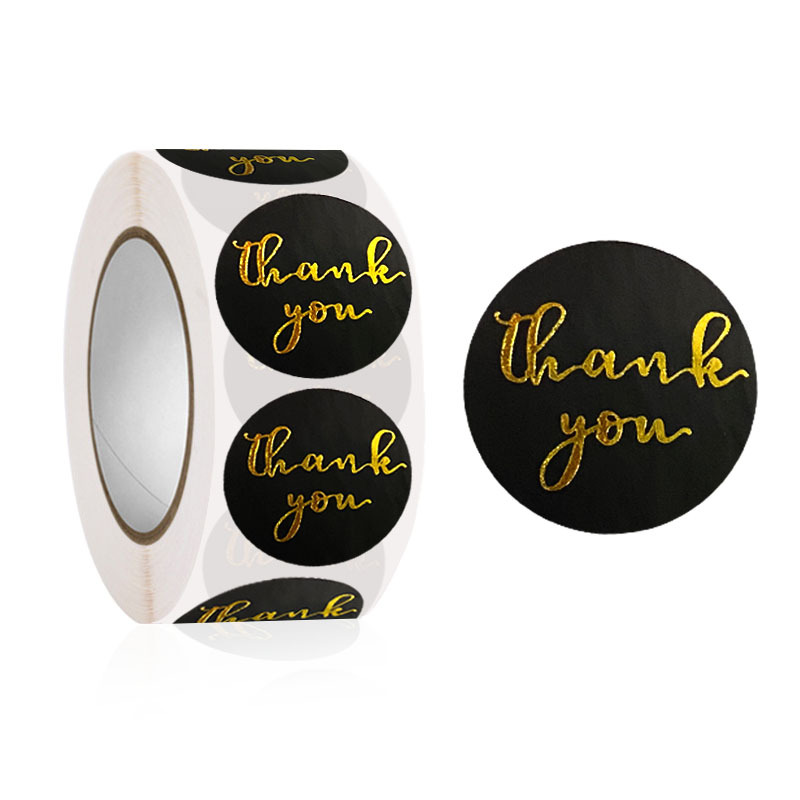100-500Pcs 1inch Thank You Stickers Aesthetic Black Gold Foil Sticker Roll for Envelope Wedding Bake Stationery Seal Lable 2.5cm: Orange