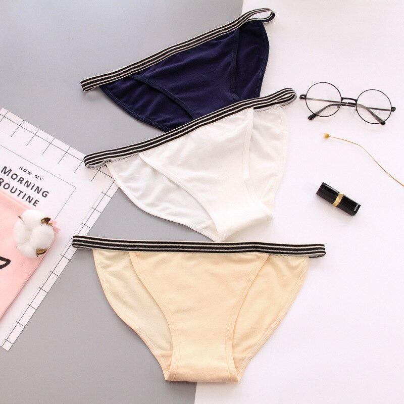 5pcs/lot girls combed cotton underwear women's women's briefs side of the pure color pants B05