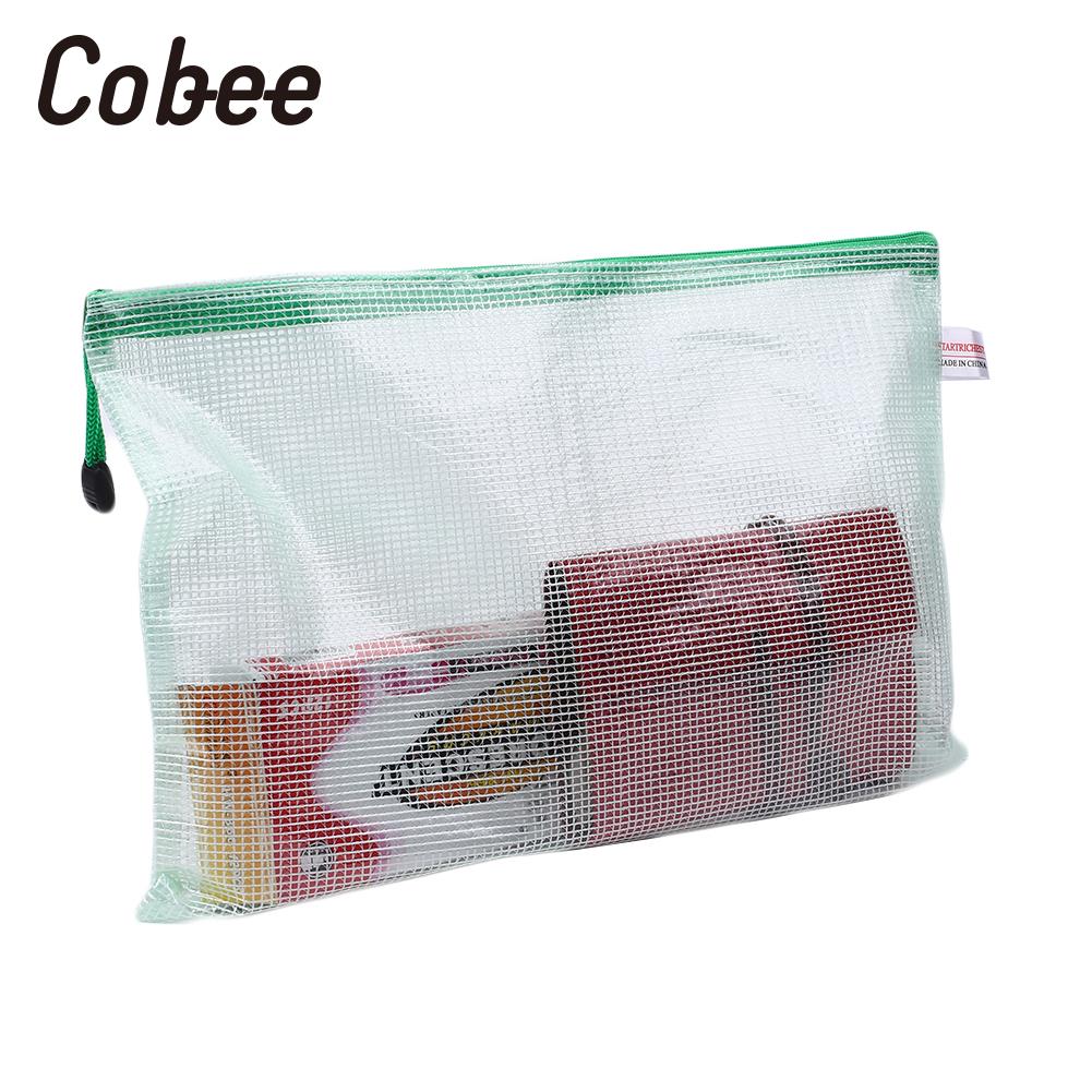 Transparent PVC A4 Grid Zipper File Document Holder Pouch Bill Storage Bag Soft