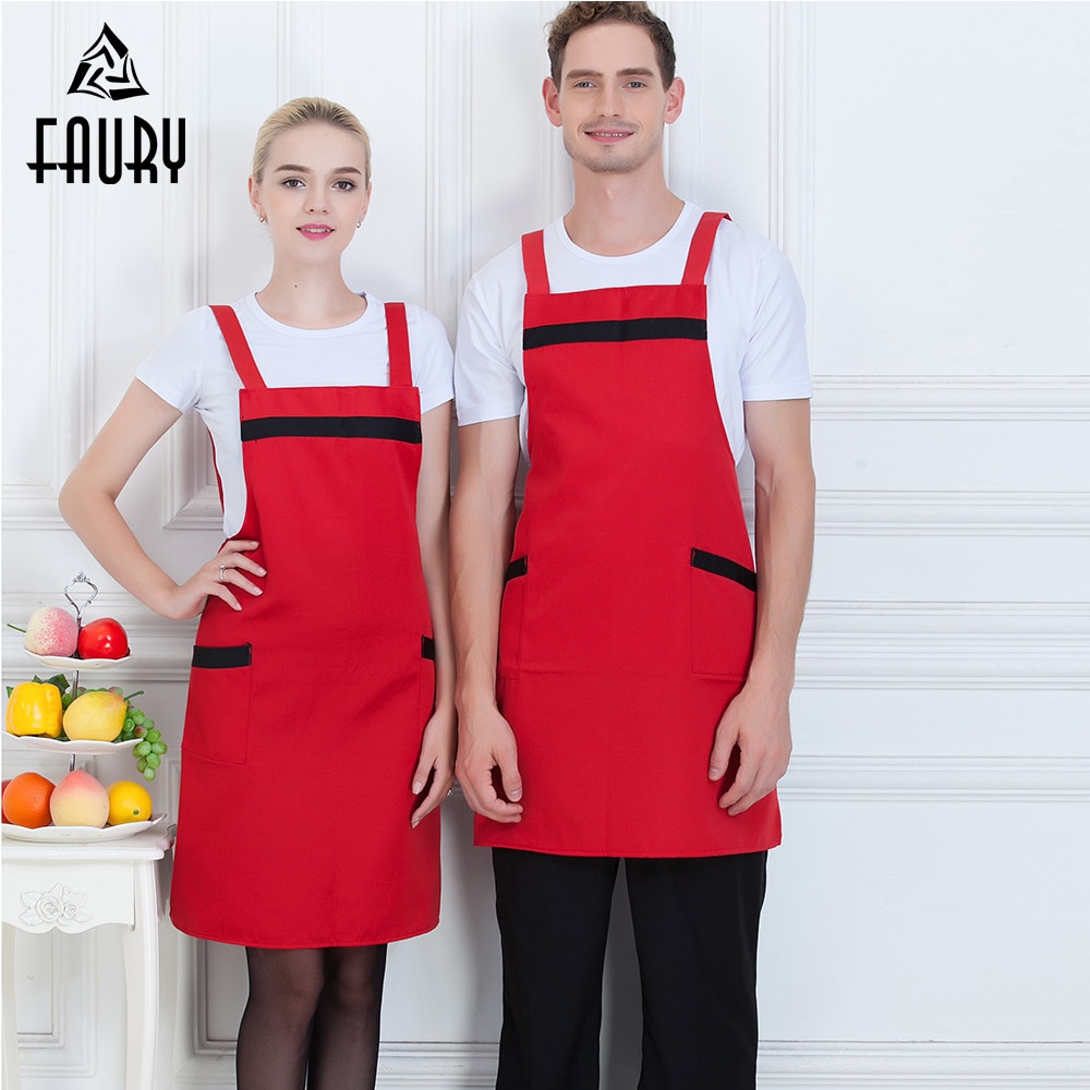 Spliced Kleur Chef Schort met Pocket Dikke Dunne Werkkleding Schorten voor Vrouwen Mannen Food Service Keuken Koffie Bakkerij Ober uniform