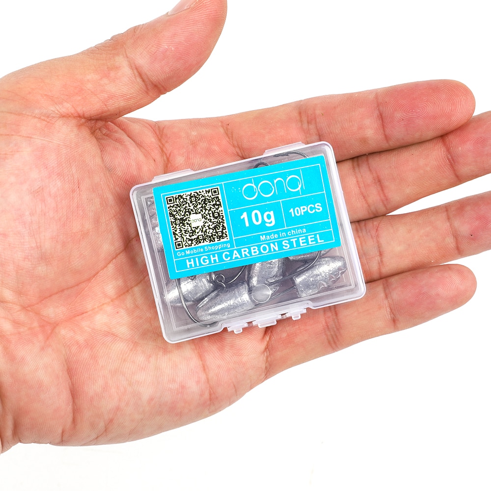 Donql bly jigg huvud fiskekrokar 10 st/ set för mjukt bete 3g 5g 7g 10g karp hullingförsedda enkel fiskkrok fisketillbehör