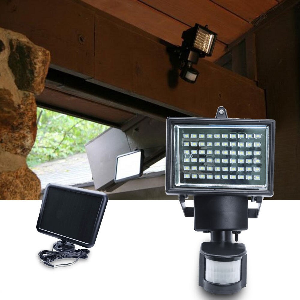 Outdoor Solar Power Motion Sensor Garden Floodlight 60 LED PIR Security Light