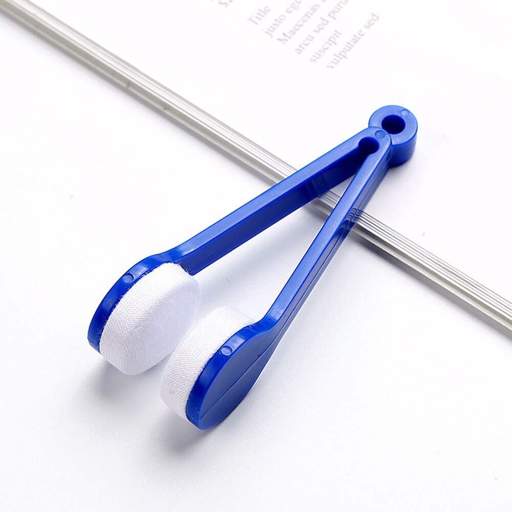 1PC 5Color Mini Microfiber Two-side Sunglasses Brush Eyeglass Cleaner Brush Spectacles Rub Cleaner Glasses Clean Tool Brush: Blue 