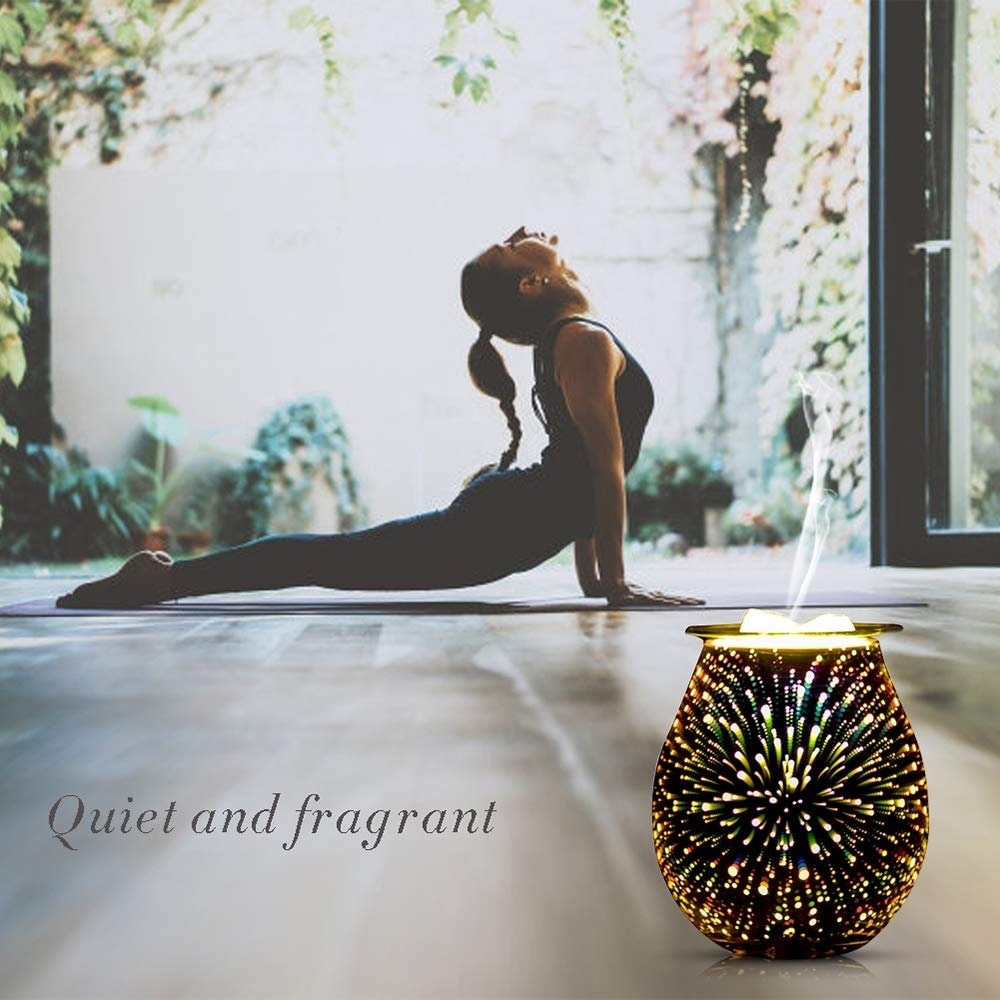 Essential Oil Diffuser Electric Candle Warmer Glass Tart Burner 3D Effect Night Light Wax Melt Warmer for Home Office Bedroom