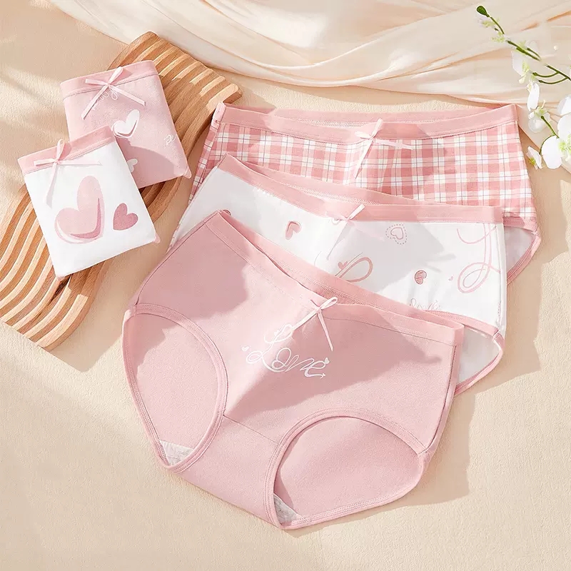 5 uds. Calzoncillos con estampado bonito para chicas jóvenes, bragas de algodón, ropa interior transpirable para mujeres, calzoncillos sexis de tiro bajo para mujeres, lencería femenina: L / Negro