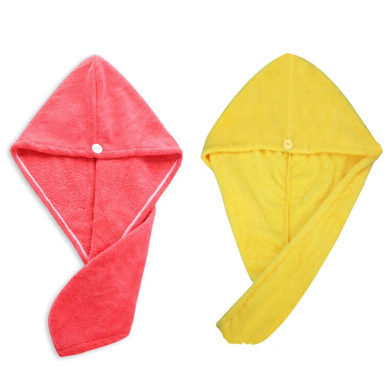 1/2pcs Microfibre Towel Cap After Shower Quick-drying hair Womens Girls Lady's Super Absorbent Towel Head Wrap Bathing Tools: red yellow