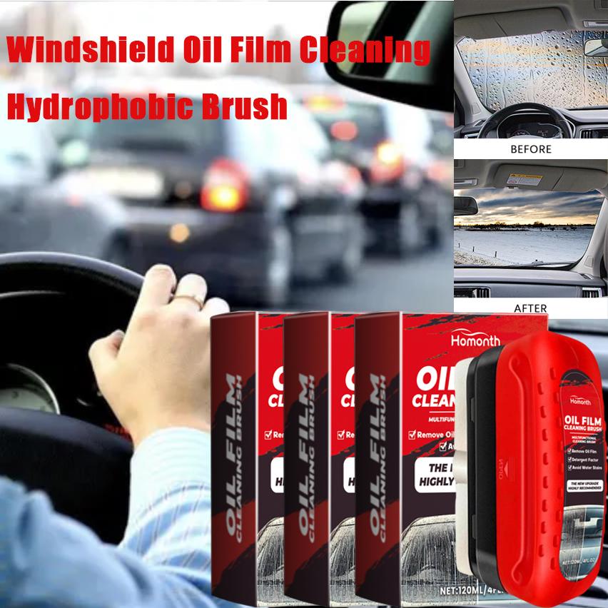 Automotive Car Oil Film Cleaning Brush Car Glass Oil Film Cleaner Windshield Cleaning Polishing Care Maintenance Brush