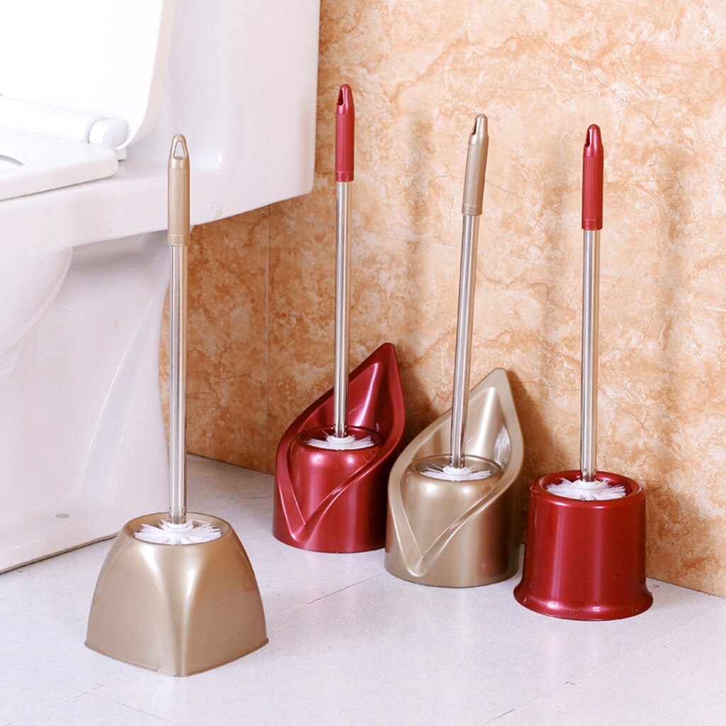 En Acier inoxydable à Long Manche Brosse de Toilette Ensemble Feuille Brosse Wc Set De Support Pour Toilettes Outils Propres Salle De Bain # p30