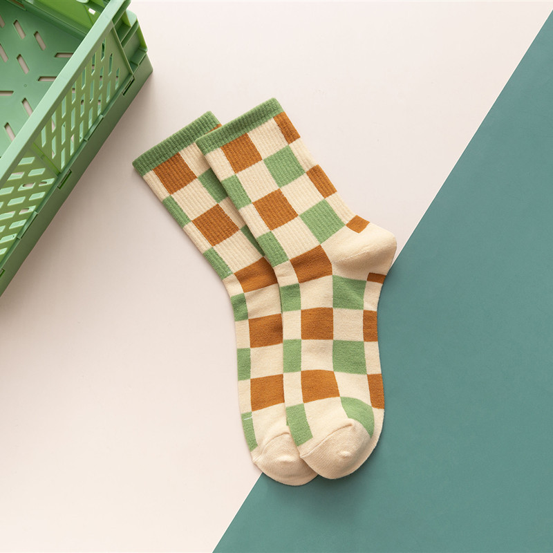 Calcetines de algodón con estampado de aguacate para mujer, medias cortas transpirables de Color verde aguacate, Estilo Vintage a rayas, informales, para chicas: 7