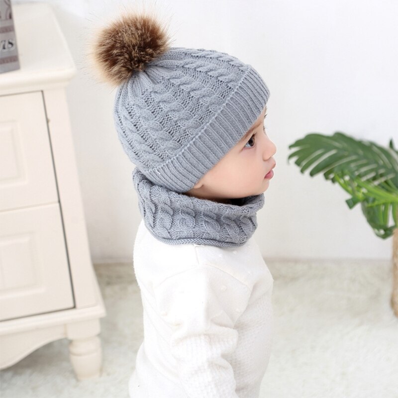 Gorro de punto para bebé, gorro cálido para la oreja, bufanda para bebé de 0 a 36 meses, gorro de invierno y pañoleta