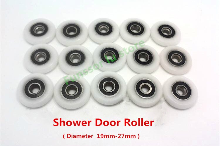 Roulette de porte de salle de bain, rouleau de porte de douche coulissante. diamètre extérieur 19mm/20mm/22mm/23mm/25mm/27mm, alésage du roulement 5mm.