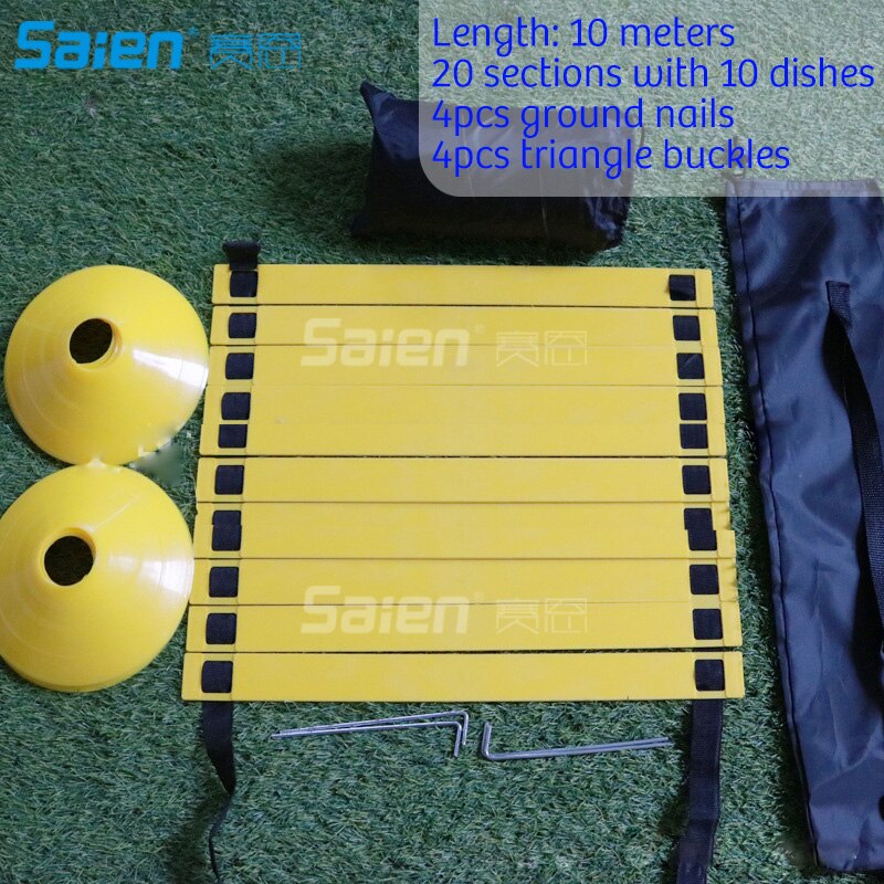 20ft Agility Ladder Set Met 12 Rungs, 12 Sport Disc Kegels, 4 Metalen Pinnen, 1 Draagtas-Voor Voetbal, Voetbal, Speed Training: 10M 20 Rung-1