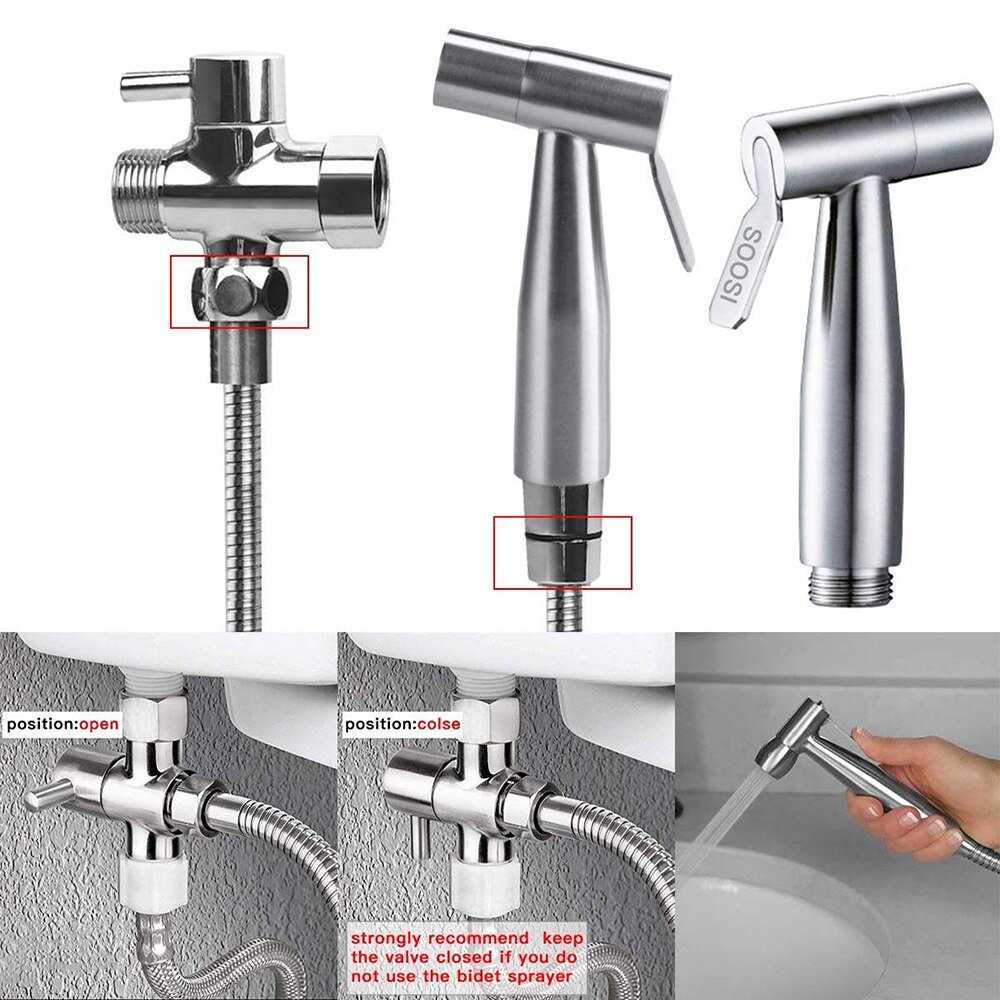 Hand Bidet Faucet Bathroom Handheld Toilet Bidet Sprayer Set Stainless Steel Attachment Hand Sprayer Shower Head Self-Cleaner