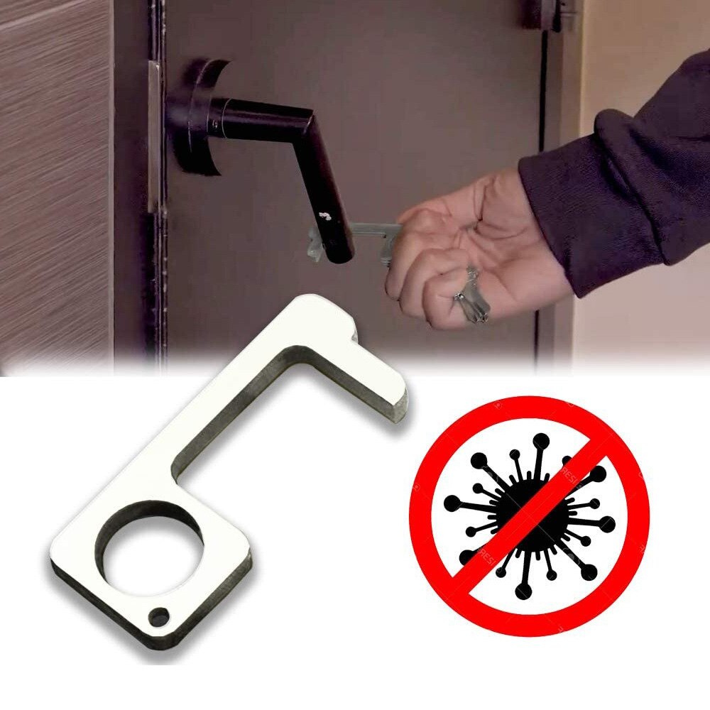 Hygiejnisk dørhåndtag bærbart trykhejseværktøj antibakterielt edc døråbner let at bære åbner dørhåndtag nøgle tilfældig farve
